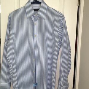 Blue white stripe Hugo Boss dress shirt M 15 1/2